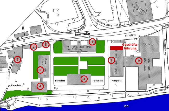 Lageplan Landwirtschaftlicher Bezirksverein Passau, Innstraße 71